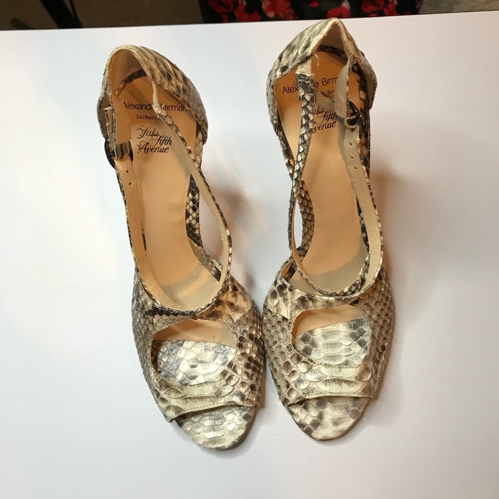 Alexandre Birman Cream/Brown Python Heels - image 2